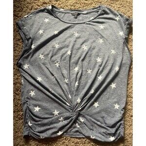 Medium Lucky Brand stars Shirt knot tie Memorial Day 4th of July blue Labor Day